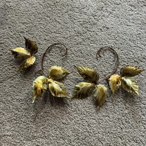 Vintage Home Interiors 2 Brass Leaves Decor Wall Hangings Mid Century Modern MCM